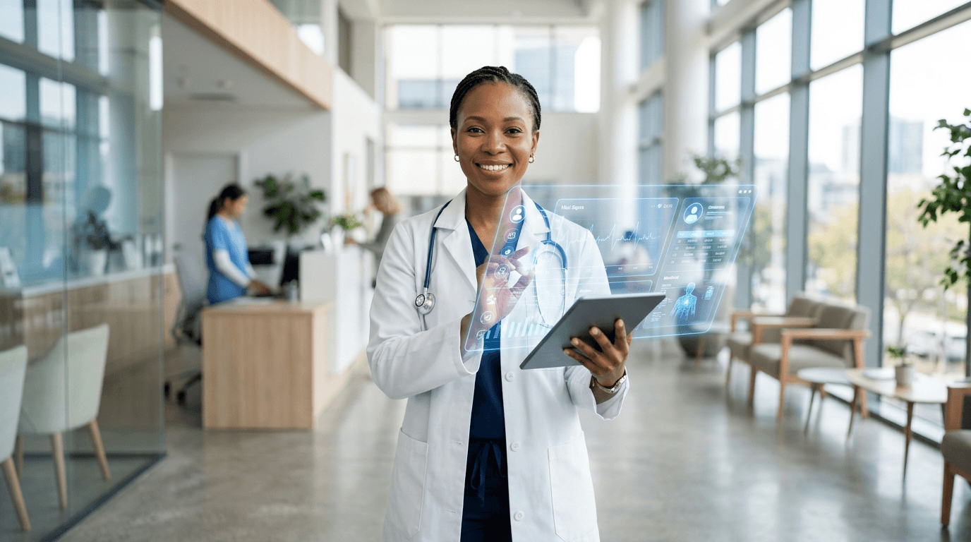 Clinician using digital health tools